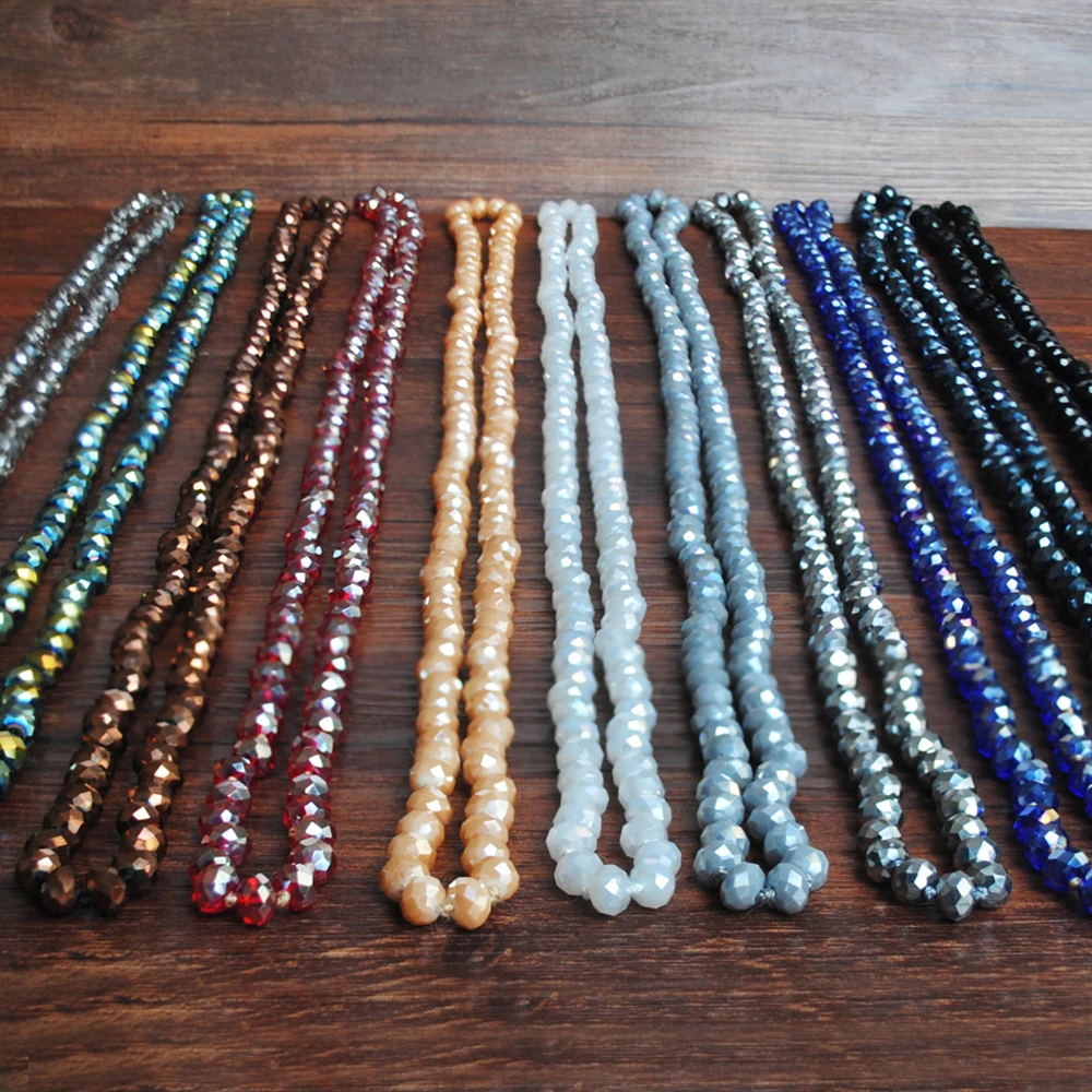 Fashion Jewelry Women Necklace Faceted Crystal Beads Knotted