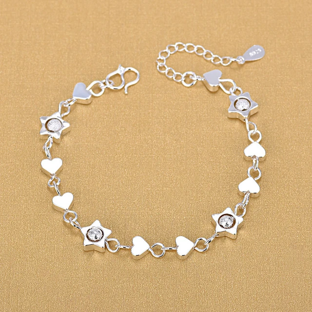 Trendy Sweet Heart Crystal Women Bracelet Fashion Silver 925 Bangle Girl  Party Accessories New Arrival Bride Wedding Bracelets - Bracelets -  AliExpress