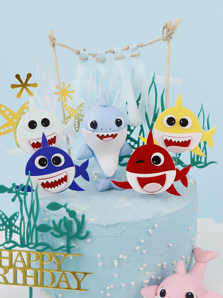 New Product Under The Sea Party Cake Decoration Brachyura Shark Dolphin Cartoon Soft Pottery Topper For Cake Toppers Cake Decorating Supplies Aliexpress