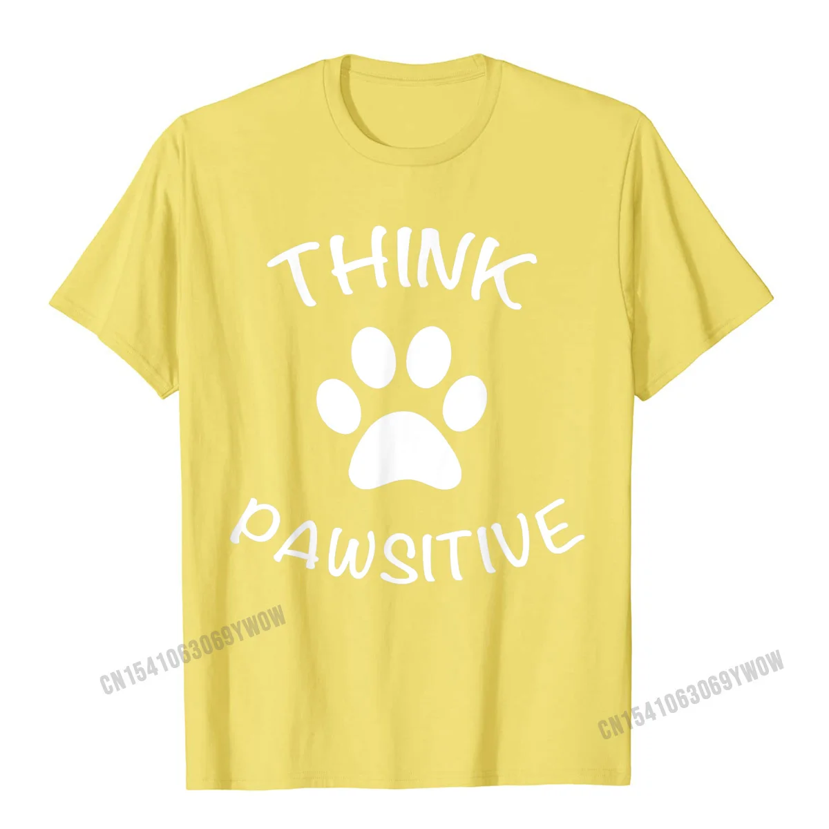 comfortable Crewneck T Shirts Labor Day Tops Shirts Short Sleeve Retro Pure Cotton Custom T Shirt Group Mens Drop Shipping Cute Dog Pawprint T-Shirt Think Pawsitive Gift Shirt T-Shirt__6 yellow