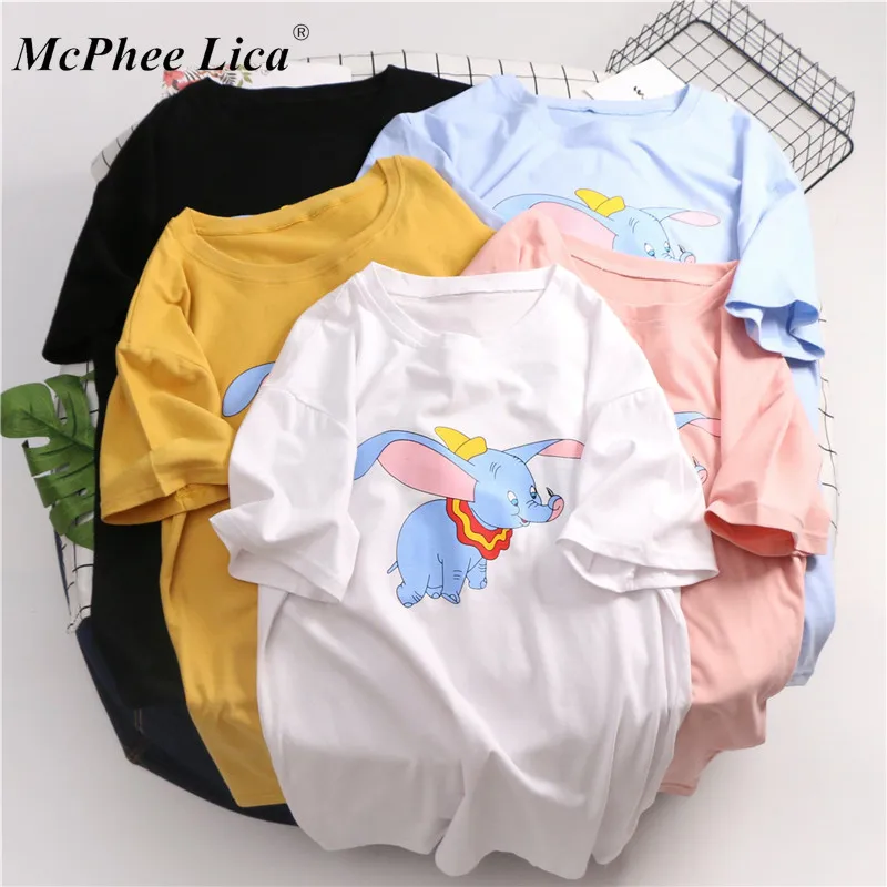 Cute Elephant Print Women T Shirt 2019 Summer Short Sleeve T-shirt Plus Size Casual Tops Kawaii Tshirts camiseta mujer | Женская одежда