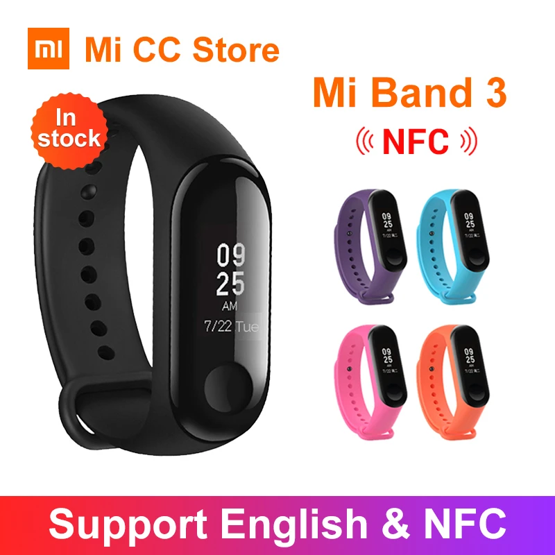 Смарт-браслет Xiaomi Mi Band 3 NFC OLED экран 0 78 дюйма водонепроницаемость 50 метров