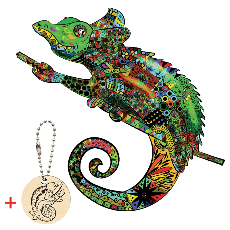 

Wooden Jigsaw Puzzle Mysterious Chameleon Shape DIY Jigsaw Puzzle Wooden Jigsaw 3D Puzzles Gift For Kid Home Decoracion