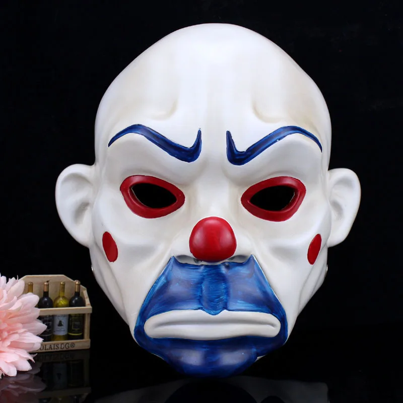  Full Face Joker Bank Robber Mask Clown Batman Dark Knight Scale Cosplay Halloween Prop Masquerade P