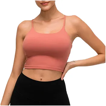 

Fashion Women Sleeveless Casual Vest Ladies Solid Color Chest pad movement Camisole Female Short Tank Tops lenceria para mujer