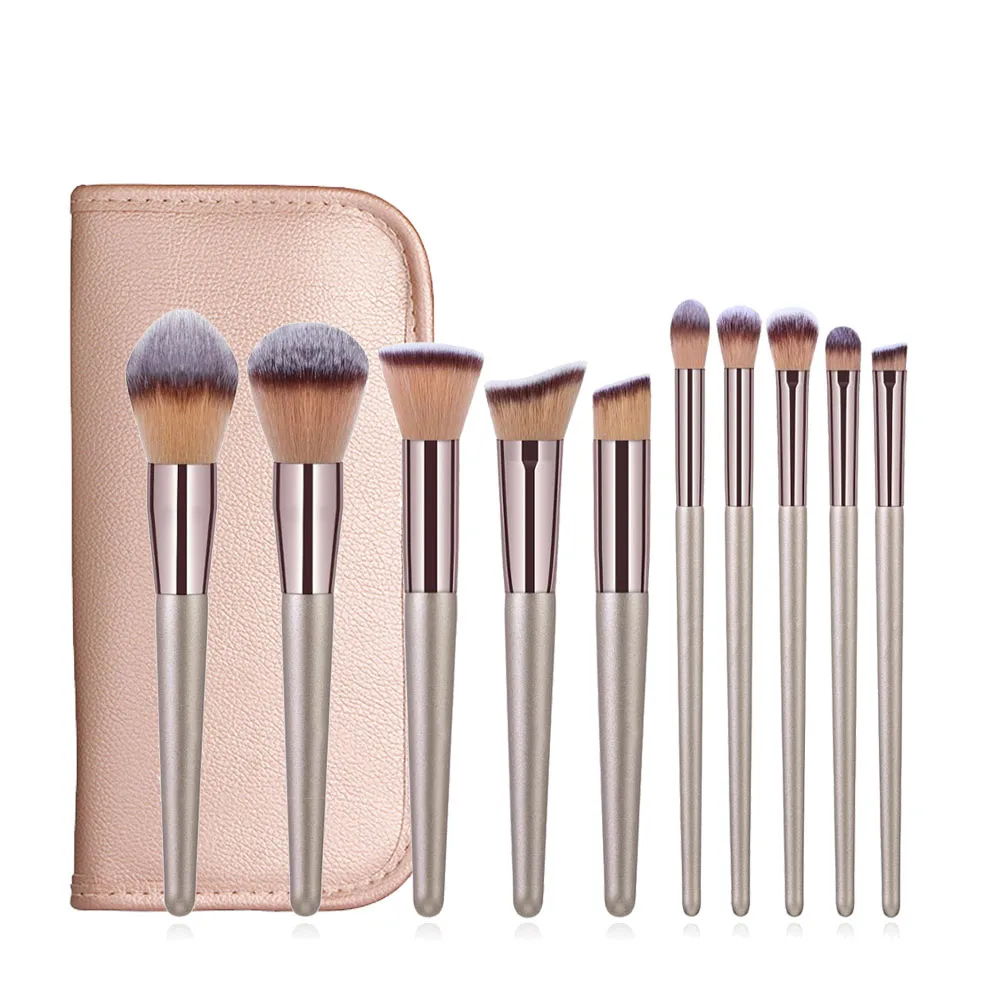 

Pro 10PCS Makeup Brush With Bag Powder Foundation Blusher Highlighter Bronzer Concealer Sculpting Eyeshadow Liner Cosmetic Tool