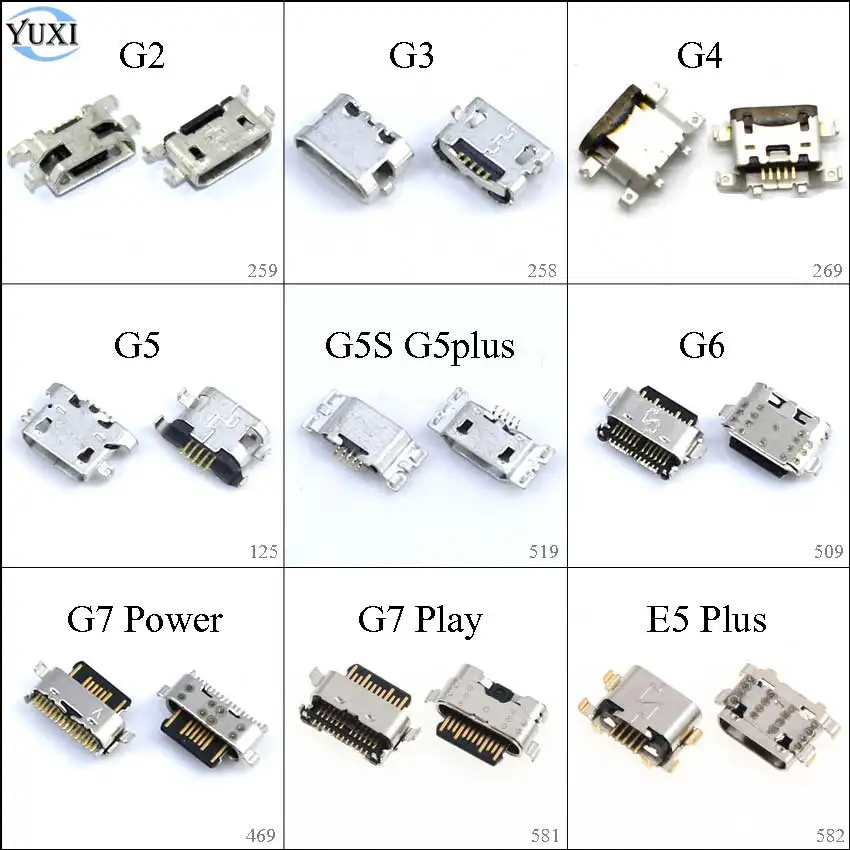 

YuXi 2pcs For Motorola MOTO G2 G3 G4 G5 Plus G5S G6 G7 Play Power USB Charging Port Connector Plug Jack Socket Dock Repair Part