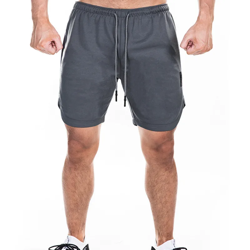 2 в 1 шорты для спортзала мужские карманные шорты для бега быстросохнущие двухслойные спортивные шорты для бега фитнес тренировки баскетбольные шорты - Цвет: Dark gray
