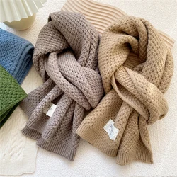 Couple Autumn Winter Soft Knitted Scarf Neutral Fashionable Warm Accessories Pure Color Korean Version Knitted Warm Scarf