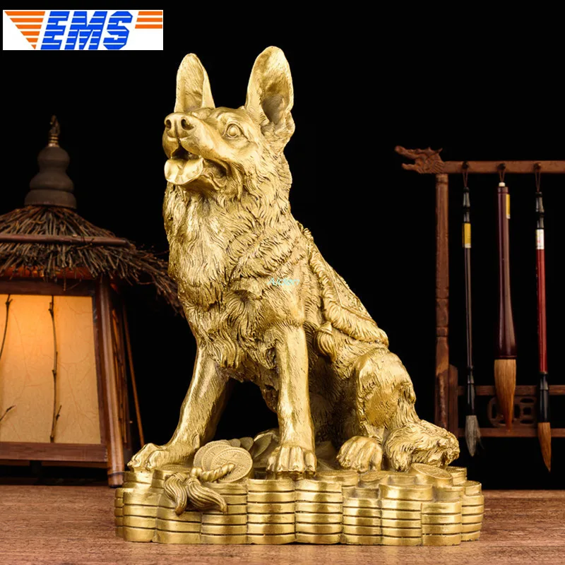 1" Животное моделирование Wolfhound украшение, арт-поделка Canis Lupus ознакомление собака креативный подарок латунь 39 см Z2456