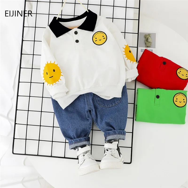 

Children's clothing boys and girls spring suit set shirt + Pants 2Pcs 2020 new children's clothing smiley set