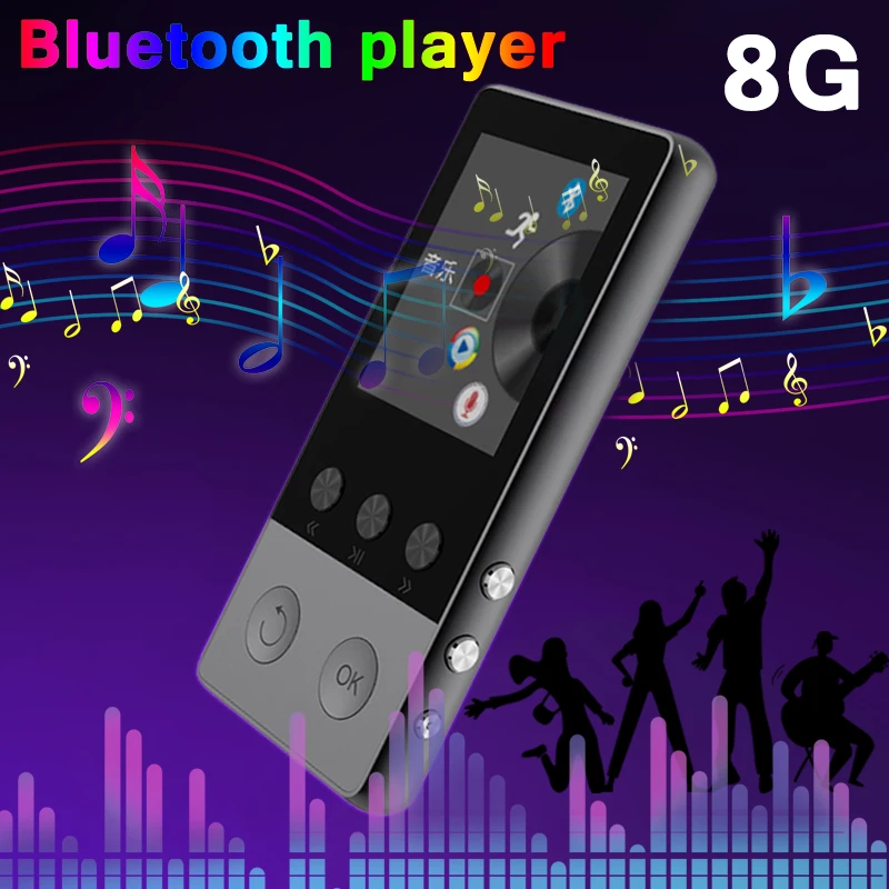 MP3 плееры с Bluetooth 8 ГБ Hi Fi музыка USB портативный 1 дюймов TFT экран FM радио GK99|MP3-плееры|