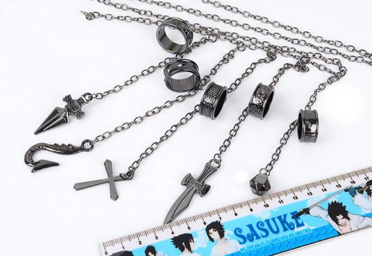 1Set New Cartoon Hunter X Hunter Kurapika Cosplay Costume Prop Metal Ring Accessories Alloy Pendant Chain Figerrings Figure Toys