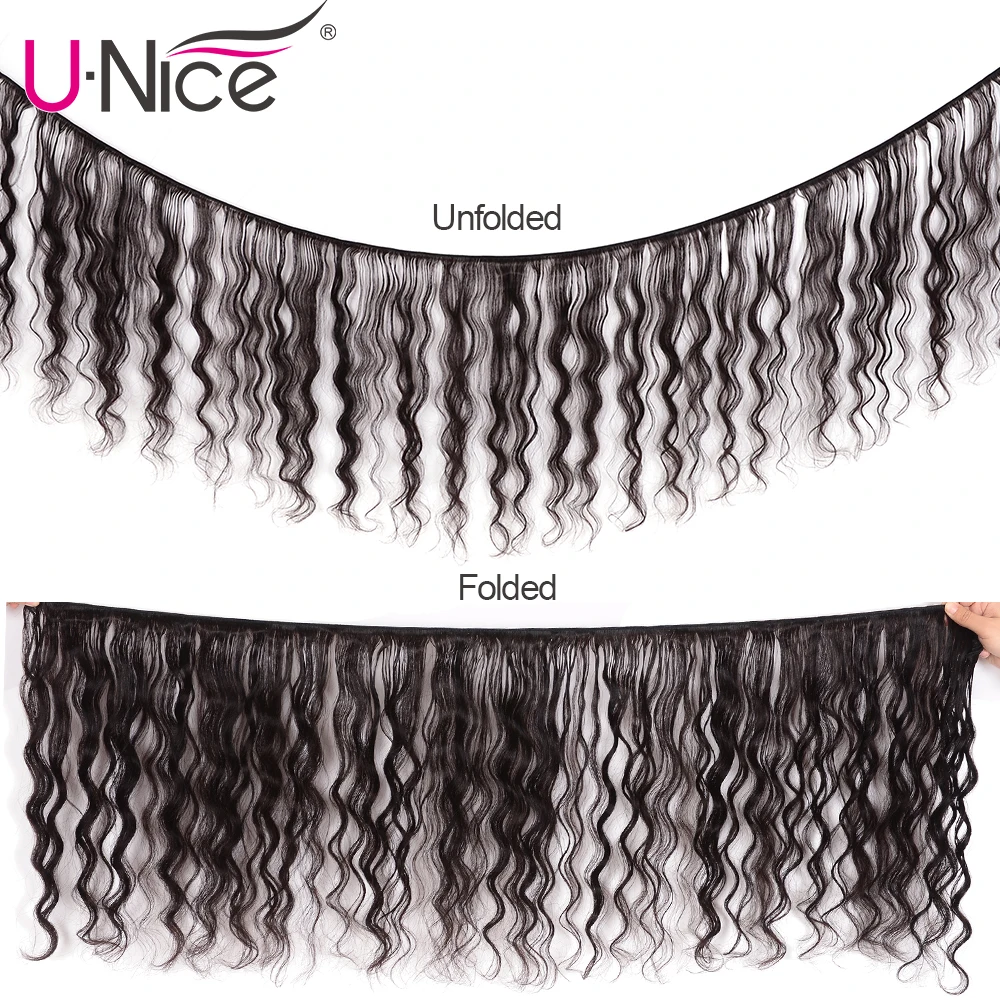 Unice Hair Brazilian Natural Wave 13x4 Lace Frontal Closure With 3/4 PCS Human Hair Extensions Brazilian Hair Weave Bundles