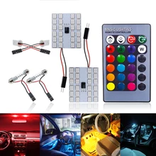 

2X T10 5050 12SMD 15SMD 24SMD 36SMD Remote Control RGB Car Leds Panel Interior Auto Light Reading Dome Festoon BA9S Adapter 12V