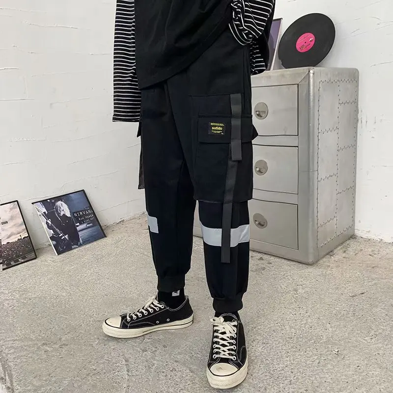 

Enshadower Ankle Banded Pants Spring INS Super Fire Pants National Trends Multi-pockets Casual Loose-Fit Popular Brand Bib Overa