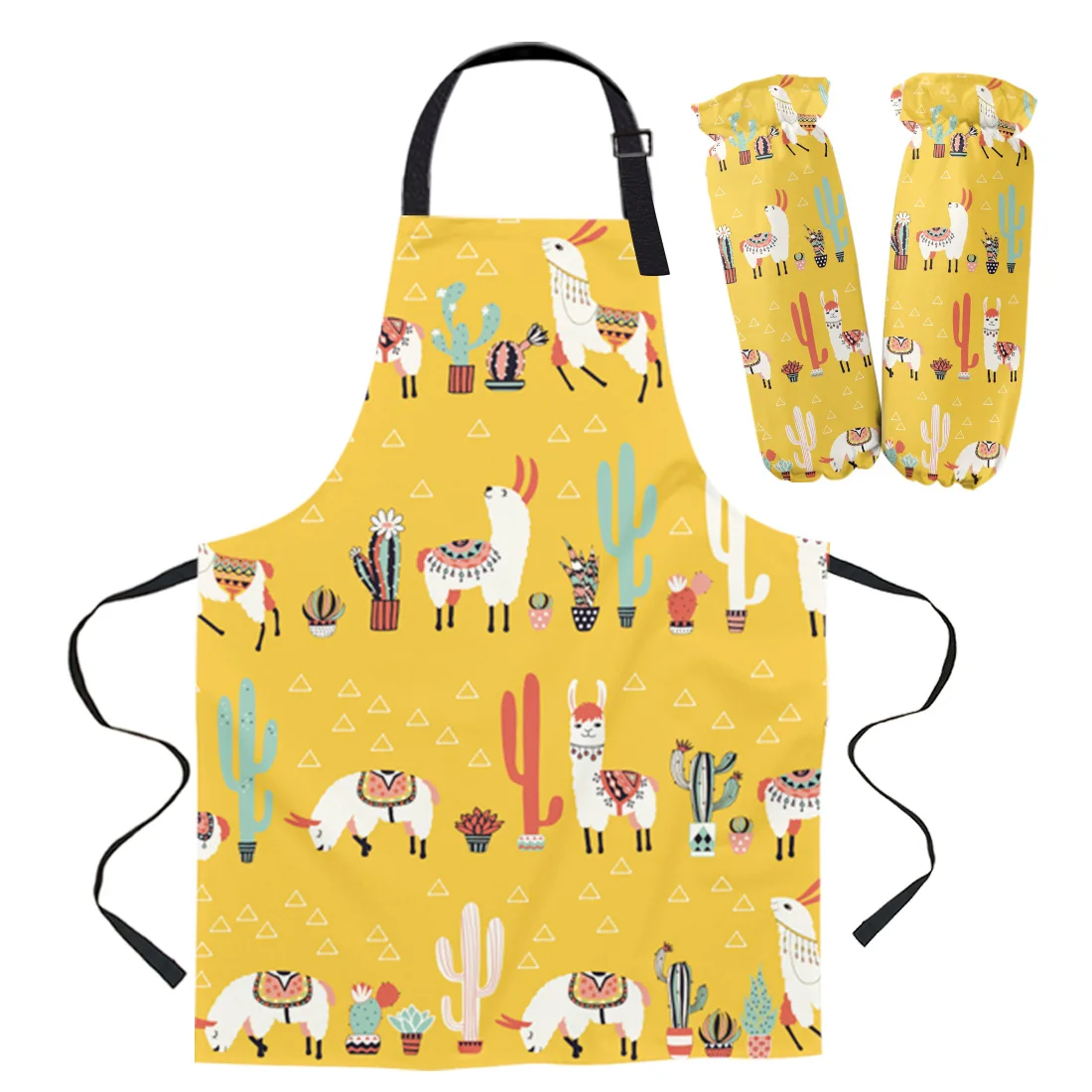 Apron Kit Lovely Cactus Lama Alpaca Mexico Kitchen Bib Oven Mitts for Cooking Woman Kids Aprons Cuff Baking Accessories |