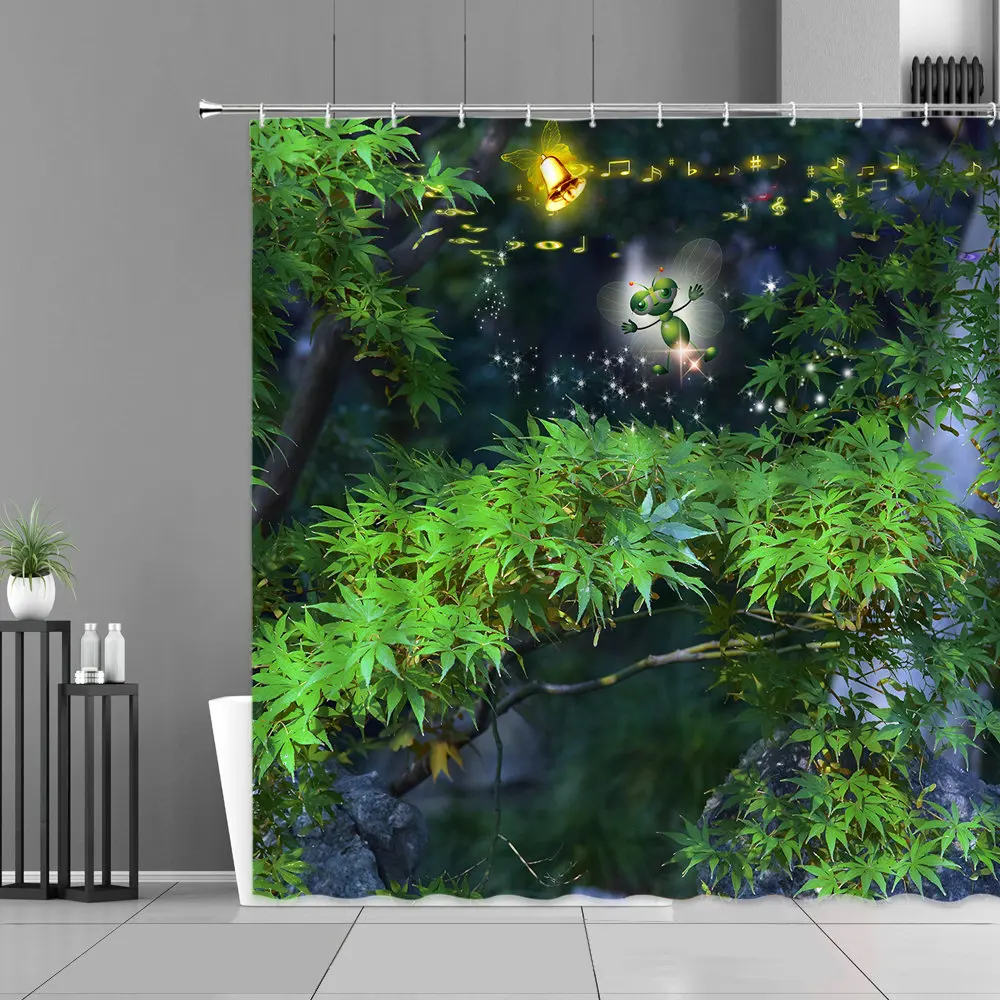 

Занавеска для душа из полиэстера, с принтом листьев и цветов