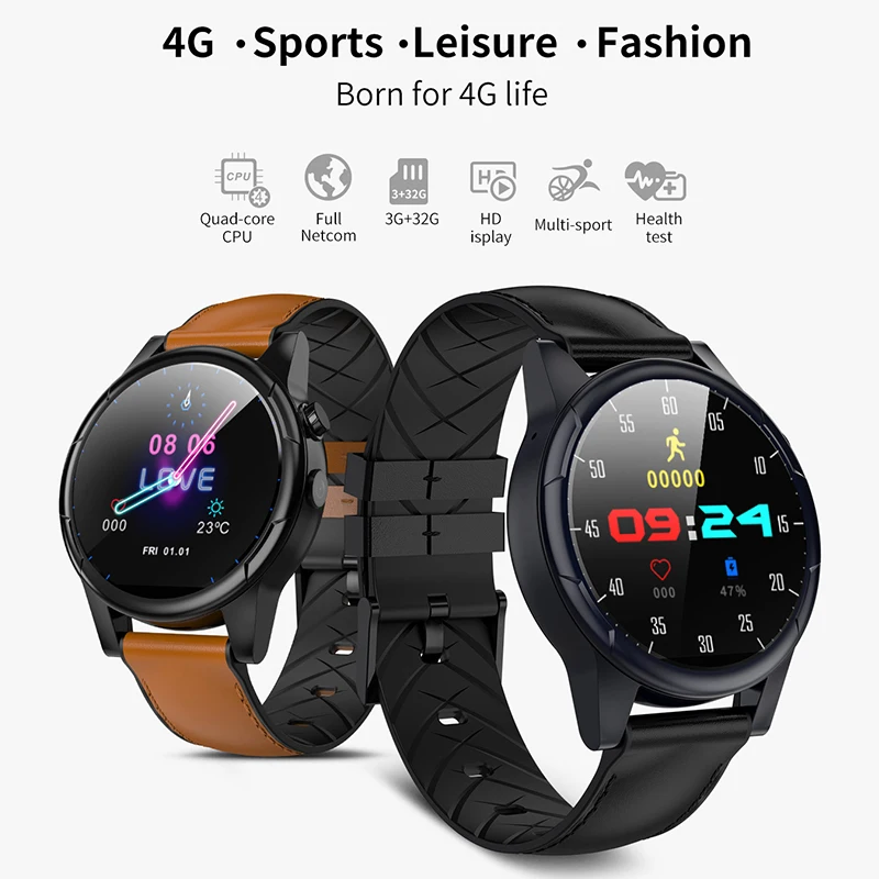 X361 4G Smart Watch 1.6 inch Crystal Display GPS/GLONASS Quad Core 16GB 3+32GB 600mAh Leather Strap Sport Men Smartwatch
