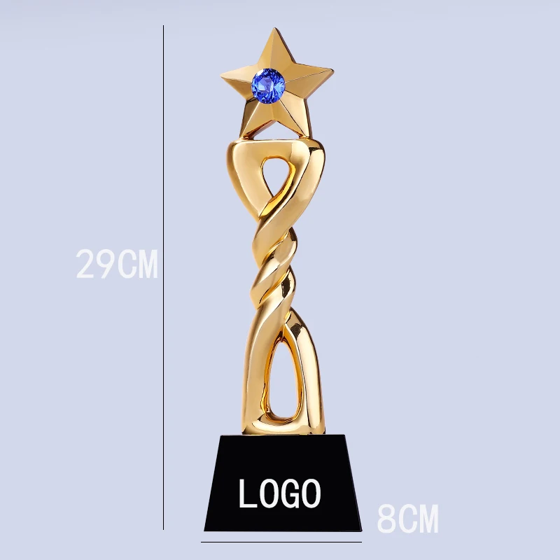 

Custom Stars Toward Gold-plated Resin Crystal Trophy Annual Custom Made Good Employees Basketball Football Competition Prizes