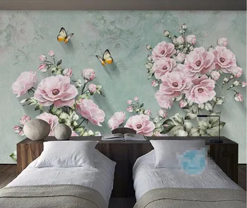 

CJSIR Custom Wallpaper European Retro 3D Rose Butterfly TV Background Wall Living Room Bedroom Background Mural 3d Wallpaper