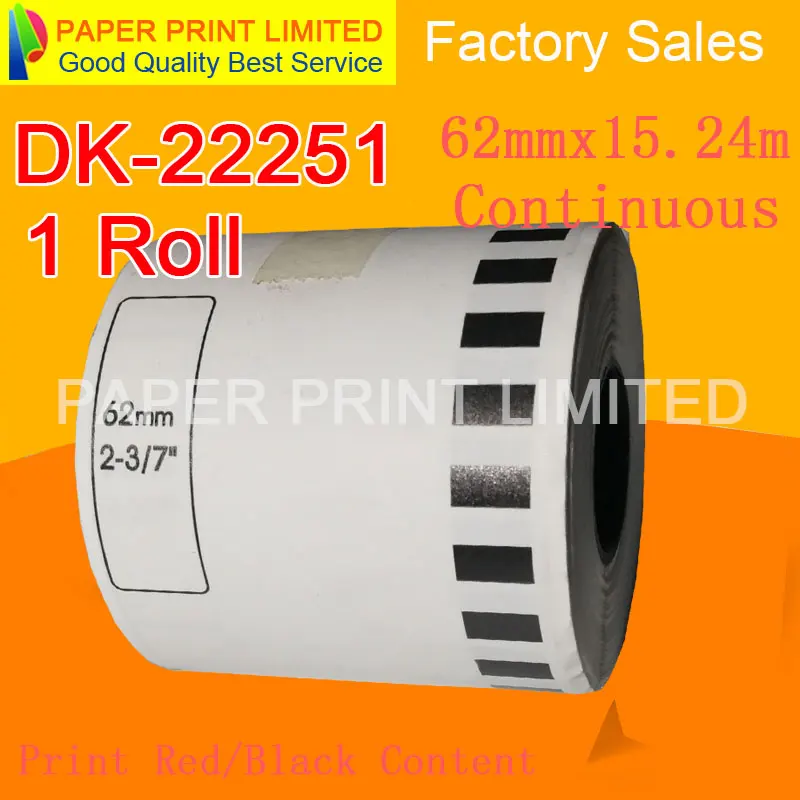 1 рулон совместимый DK-22251 dk22251Red/Black двухцветная этикетка 62 мм * 15 24 м DK-2251