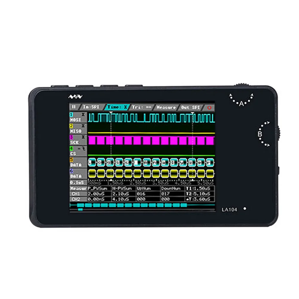 

LA104 Flash Storage 4 Channels Electric Portable Digital Display Logic Analyzer Oscilloscope USB Mini Aluminum Black