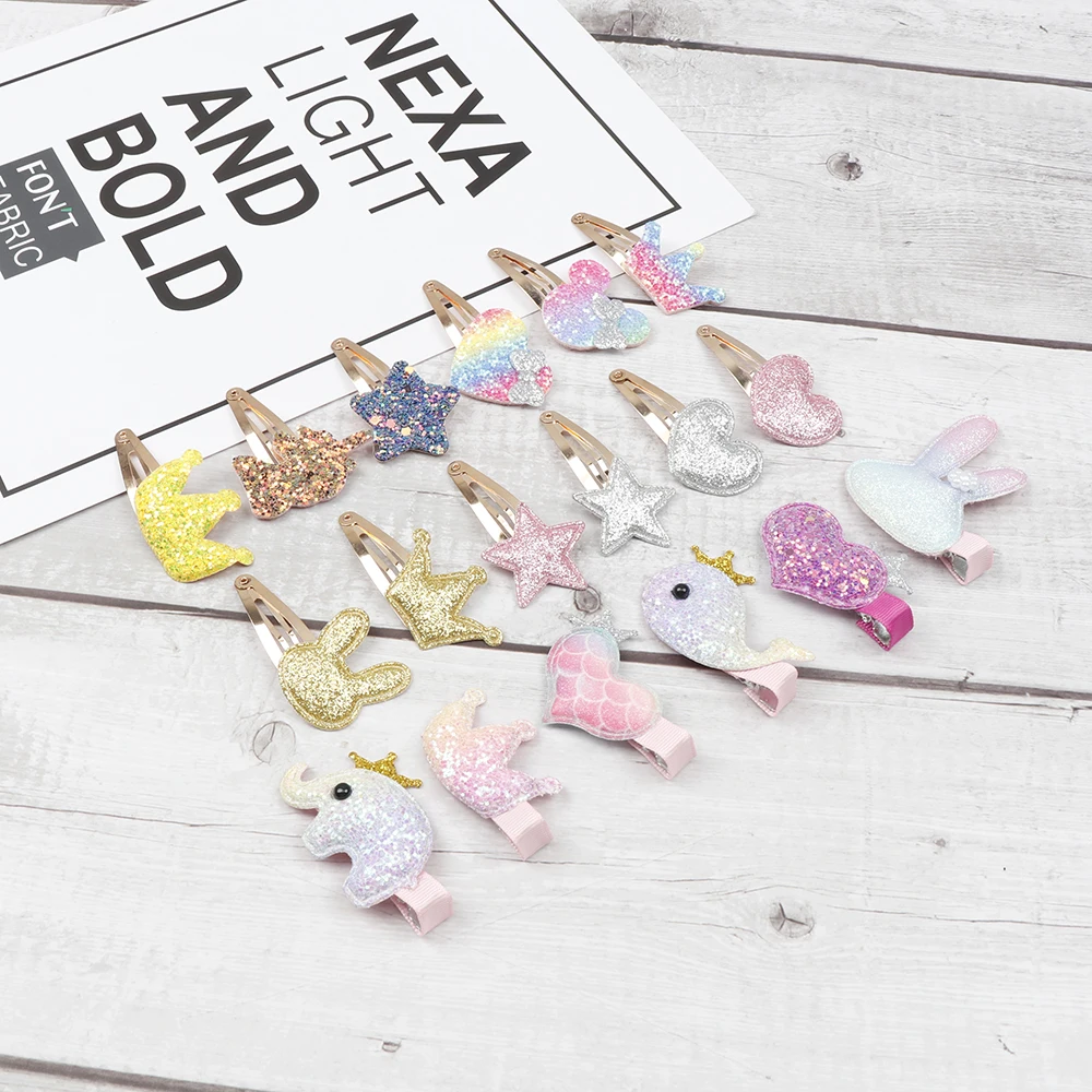 Crown Baby Hair Clip Cartoon Shiny Glitter Baby Hair Pins Girls Sequin Rainbow Baby Hair Clips Mermaid Accessories Cute Dreamy