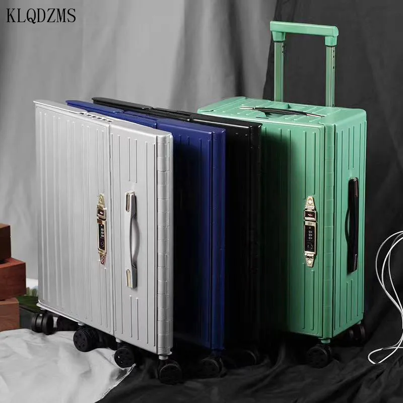 KLQDZMS 20Inch Colorful Spinner Rolling Luggage Lightweight Carry On Spinner Wheel Travel Extra-Thin Foldable Suitcase