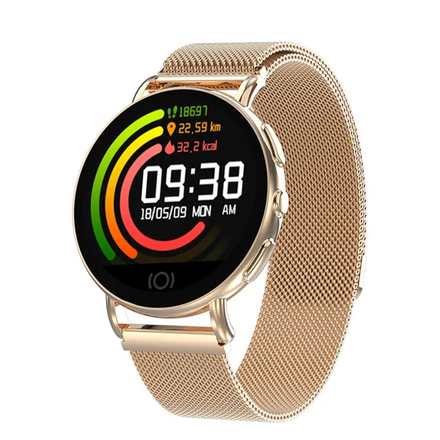 Умные часы шагомер спортивные цифровые часы трекер движения кровяное давление вызов сообщение напоминание Smartwatch для Android IOS подарок - Цвет: Gold Steel