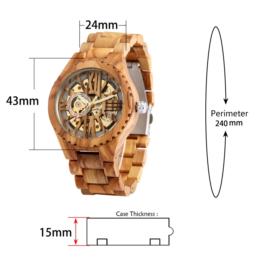 Mechanical Men's Watch Cherry Wood Automatic Skeleton Dial_voghion.com