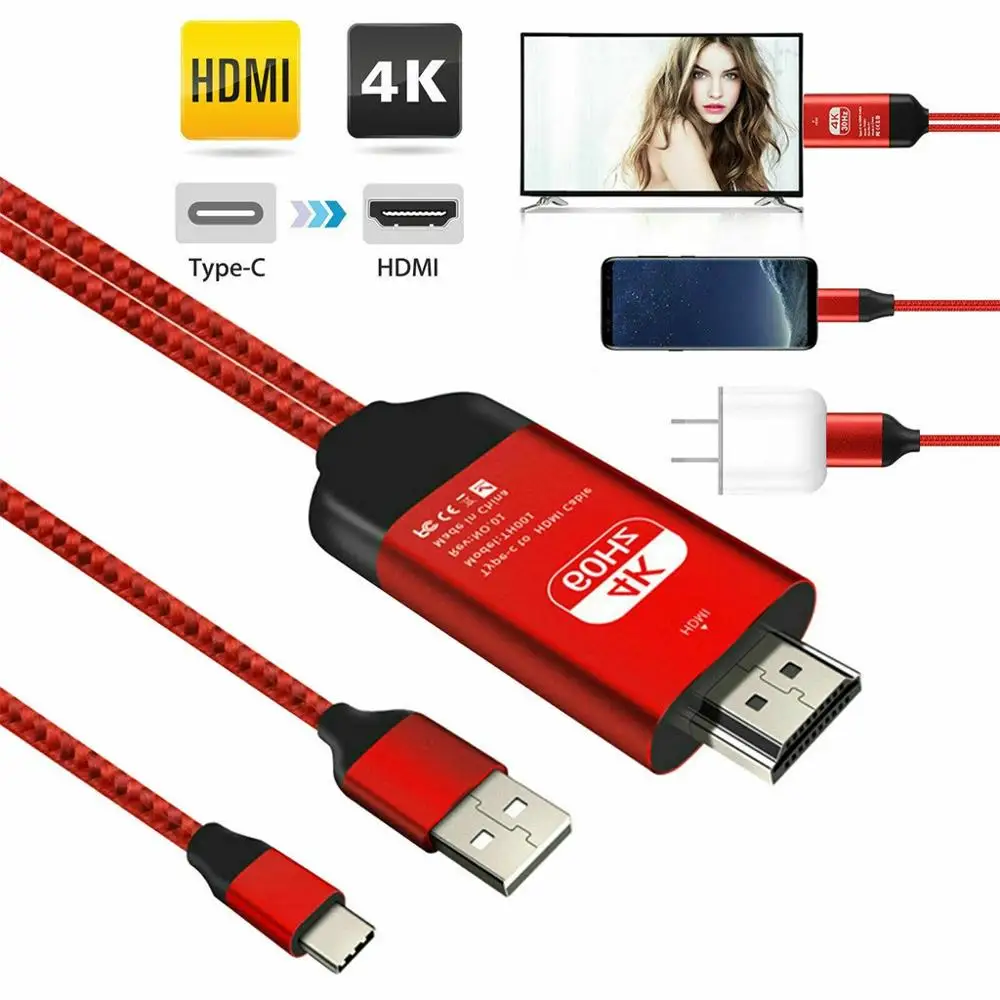 Кабель-адаптер type-C к HDMI HDTV подходит к Samsung Note10/Note10+ 5G type-C USB-C к HDMI HDTV 4K Кабель-адаптер 40AUG13