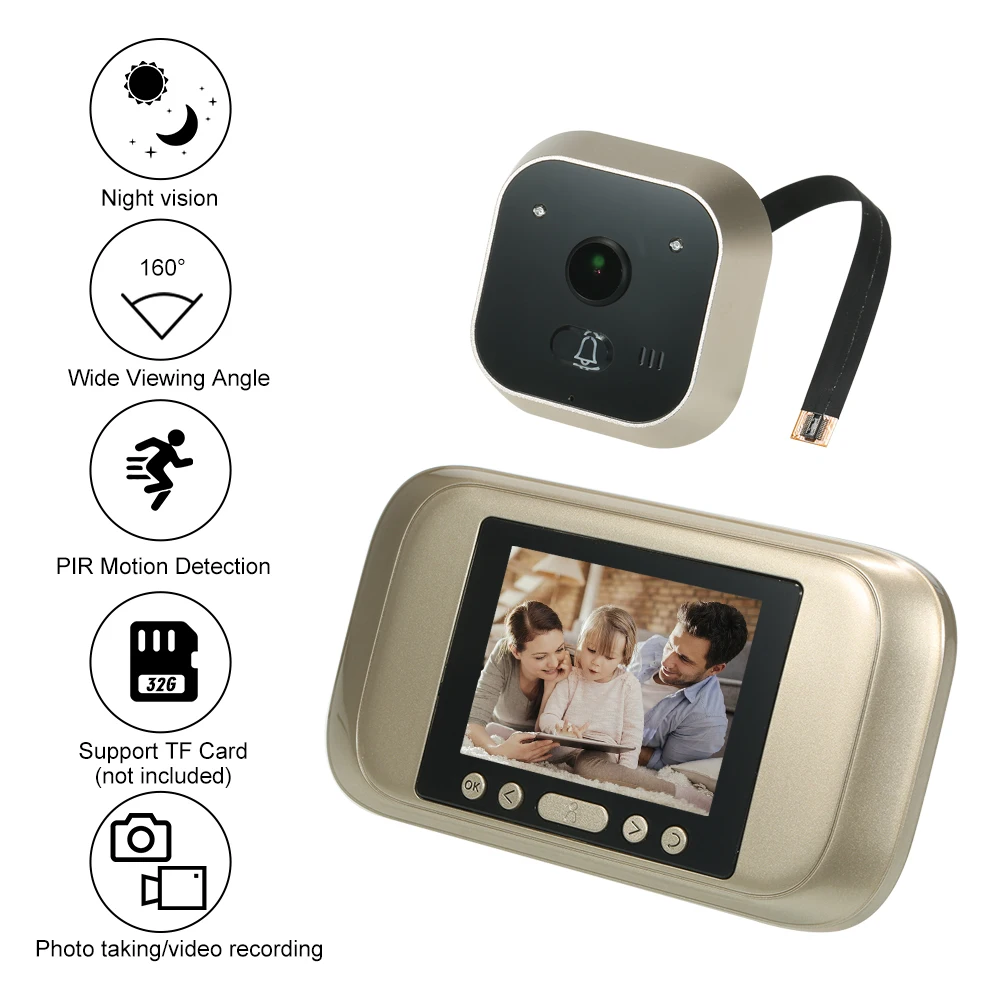 

Wireless Digital Peephole Door Viewer 3.2"TFT LCD Monitor 160Degree Wide Angle Len Door Eye Doorbell IR Camera for Home Security