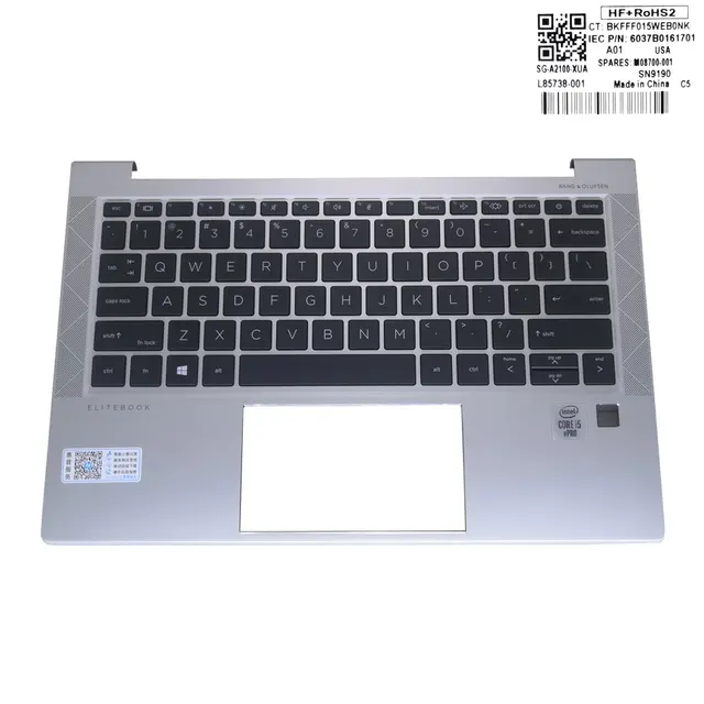 Keyboard incl. topcase DE (german) black/silver with backlight original  suitable for HP EliteBook 830 G7 