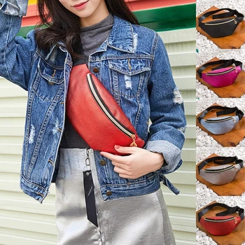 

Fashion Waist Fanny Pack Women PU Leather Belt Zipper Waist Bag Casual adjustable Chest Bag Travel portable Bum Bag 1 Pcs