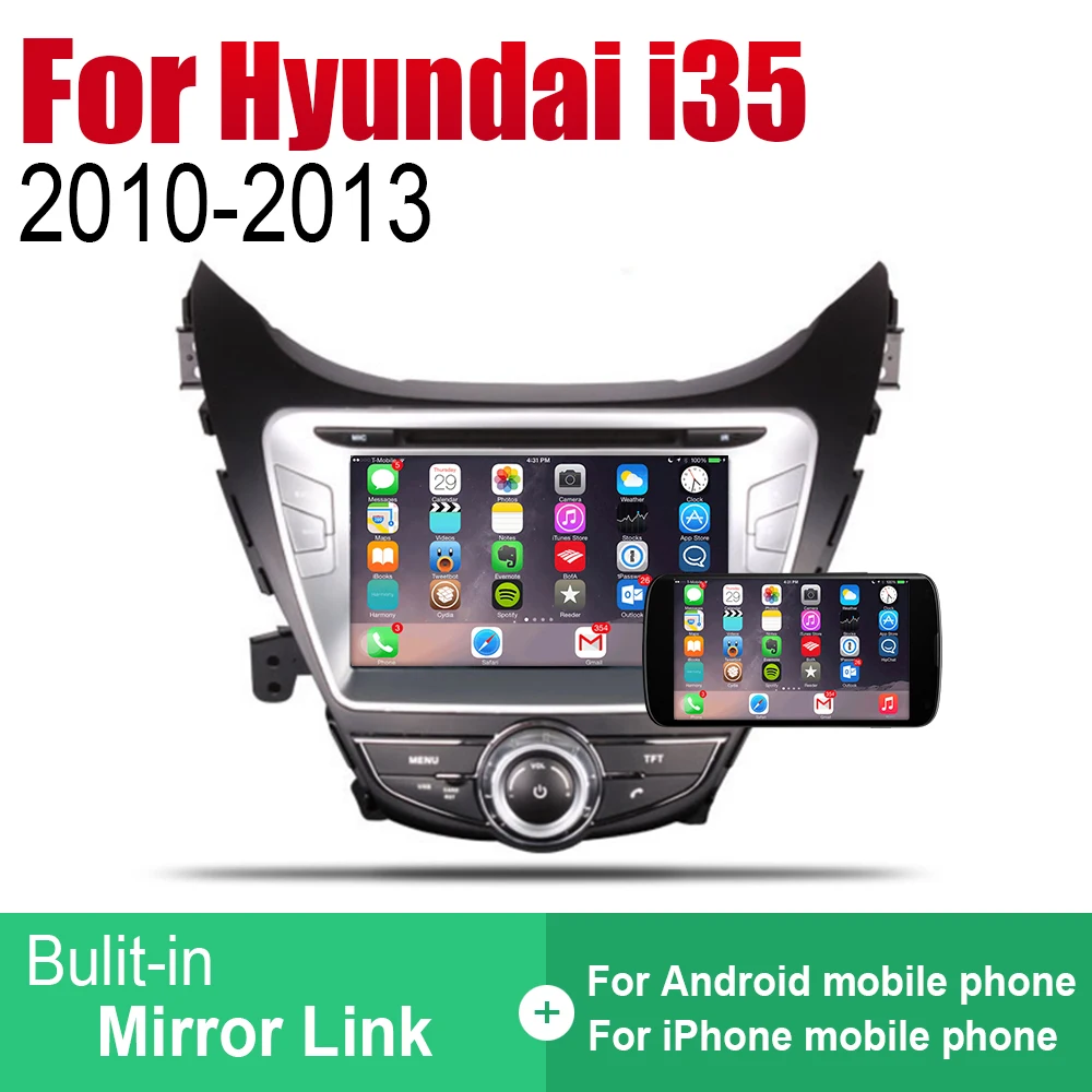 ZaiXi Android 2 Din автомобильное радио, DVD для hyundai i35 Elantra fludy Elantra 2010~ 2013 автомобильный мультимедийный плеер gps навигационная система