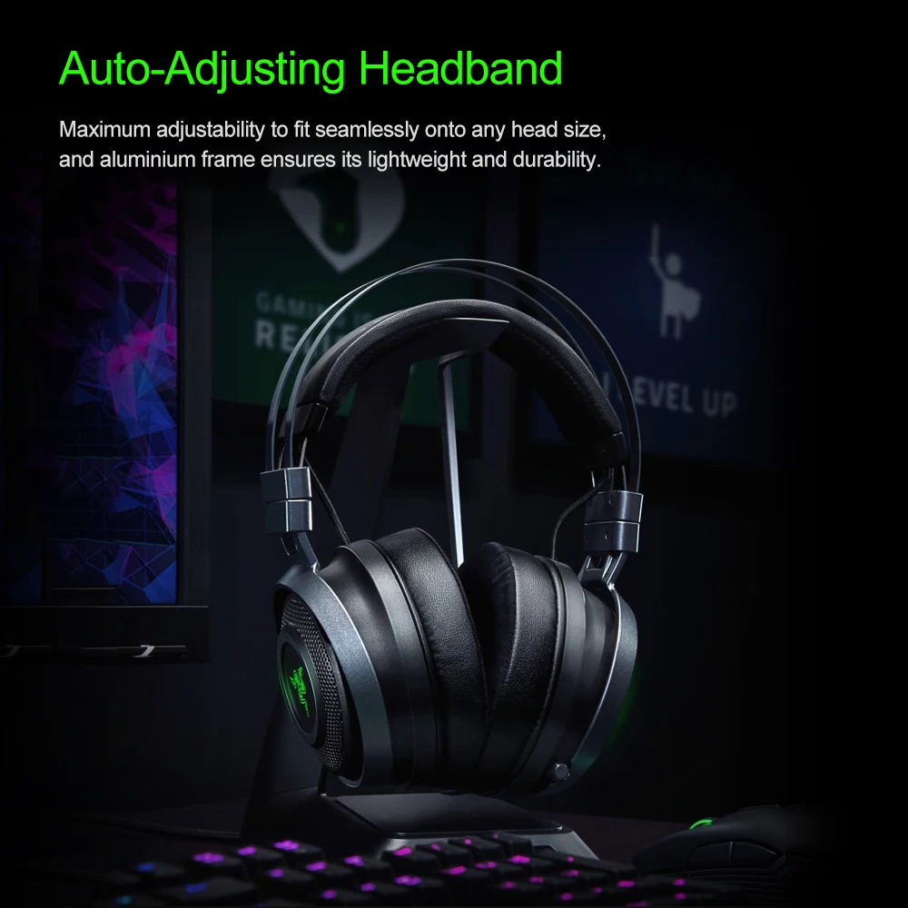 Razer Nari эфирные беспроводные Игровые наушники THX пространственное аудио Охлаждение гель-Infused подушки 2,4 ГГц беспроводной