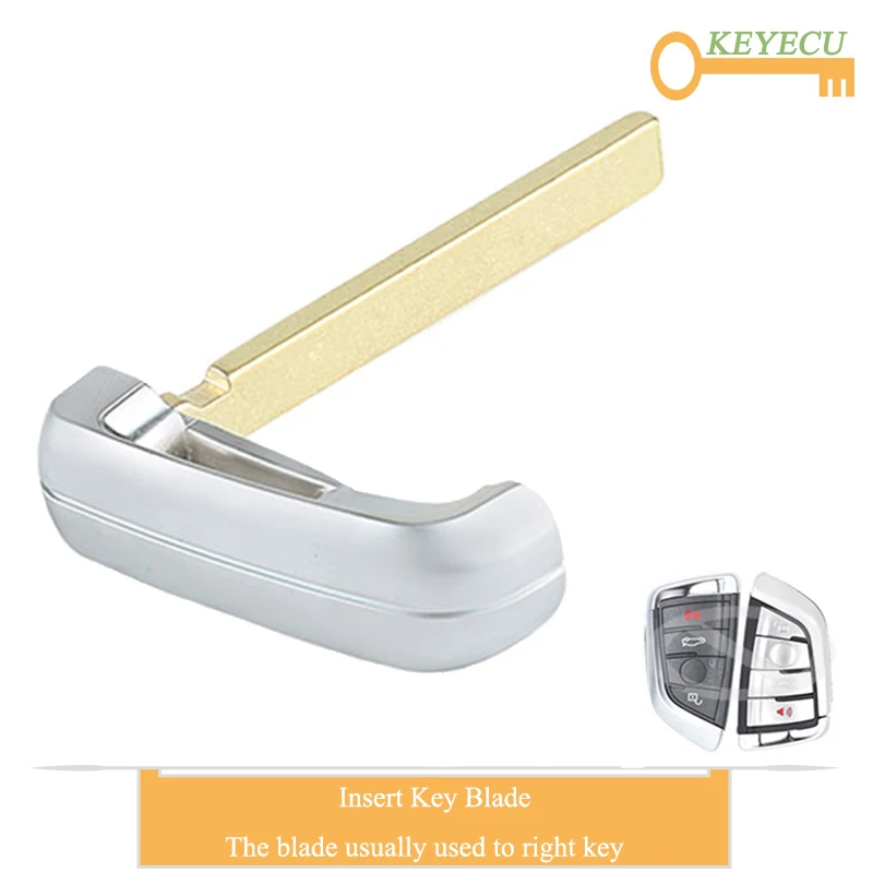 

KEYECU Smart Car Key Uncut Insert Emergency Blade for BMW X5 2014 2015 2016, Replacement Fob Uncut Blank Blade