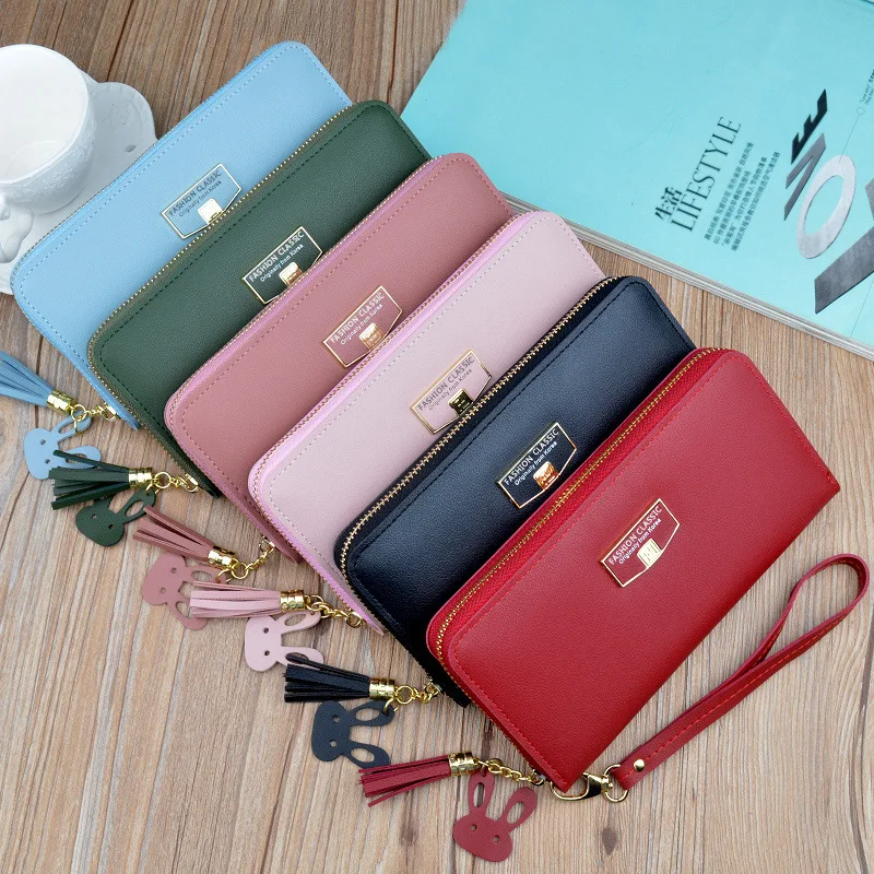 

Purse women 2020 new women's hand bag fashion Europe and America simple zipper wallet large capacity wristband mobile phone bag