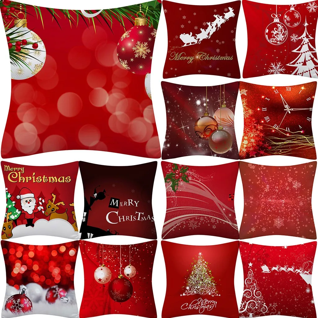 

Christmas Festival Supplies Santa Claus Cushion Cover Decorative Pillows Cover For Sofa Seat soft Pillow Case Home Decor A3095