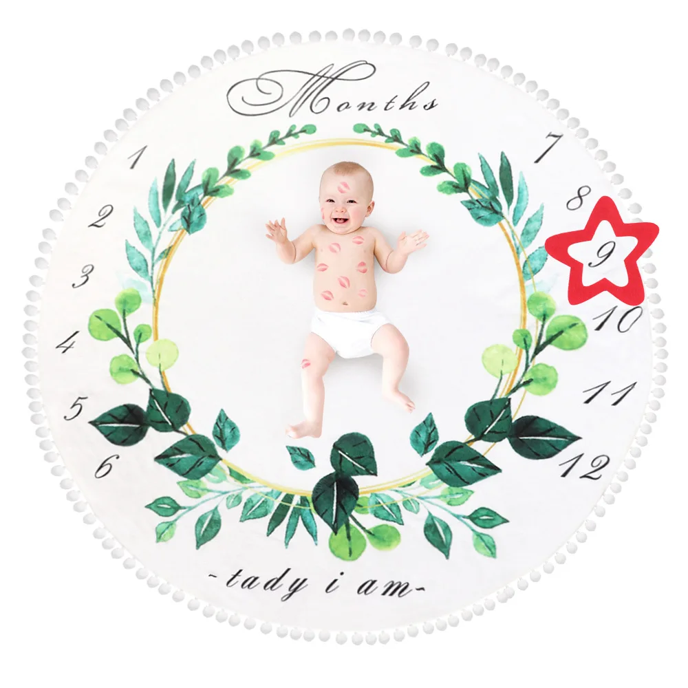 Baby Milestone Blanket Photography Monthly Background Cloth DIY Infant Kids Photo Props Floral Print