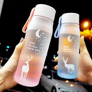 

560ml Cute Deer Pattern Water Bottle for Girl Biking Travel Portable Water Bottles Plastic Leak Proof Drink Bottle