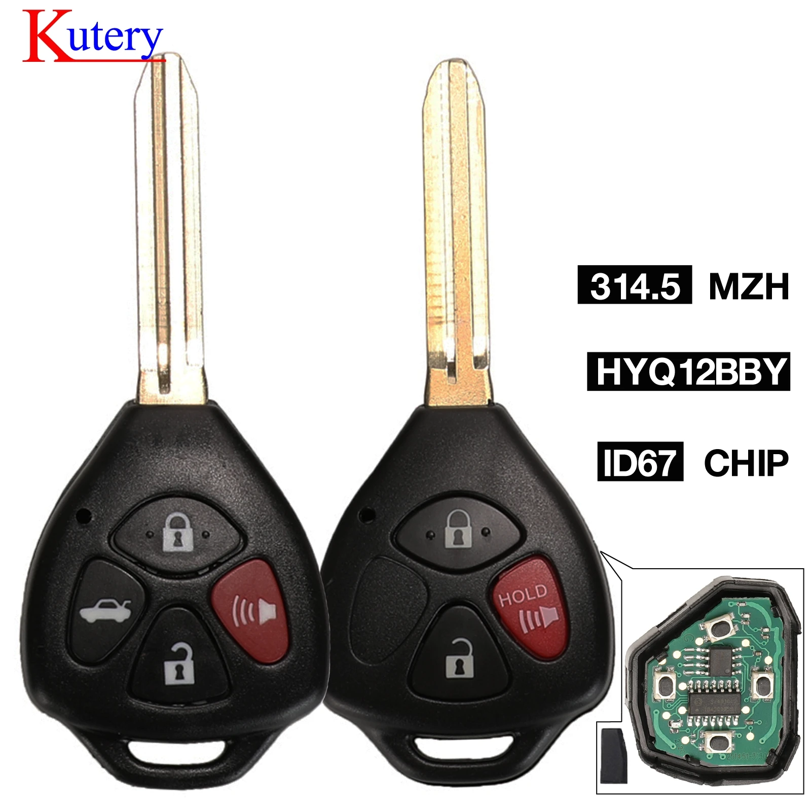 Kuteyr HyQ12BBY 314 4 МГц ID67 3/4 кнопки дистанционного ключа автомобиля для Toyota Camry Avalon Corolla