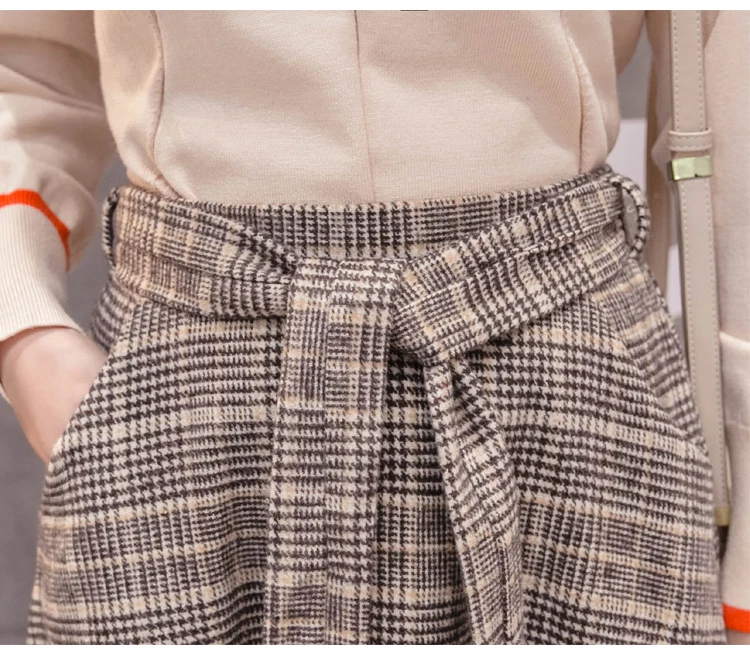 Vintage Womens New Skirts High Waist Solid Color Pleated Solid Color Long Skirt Autumn Fashion Female Skirts