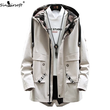 

Men's Mid-length Windbreaker Jackets Spring New Trend Loose Casual Printed Jacket Men Fashion Wild Youth Popular Models