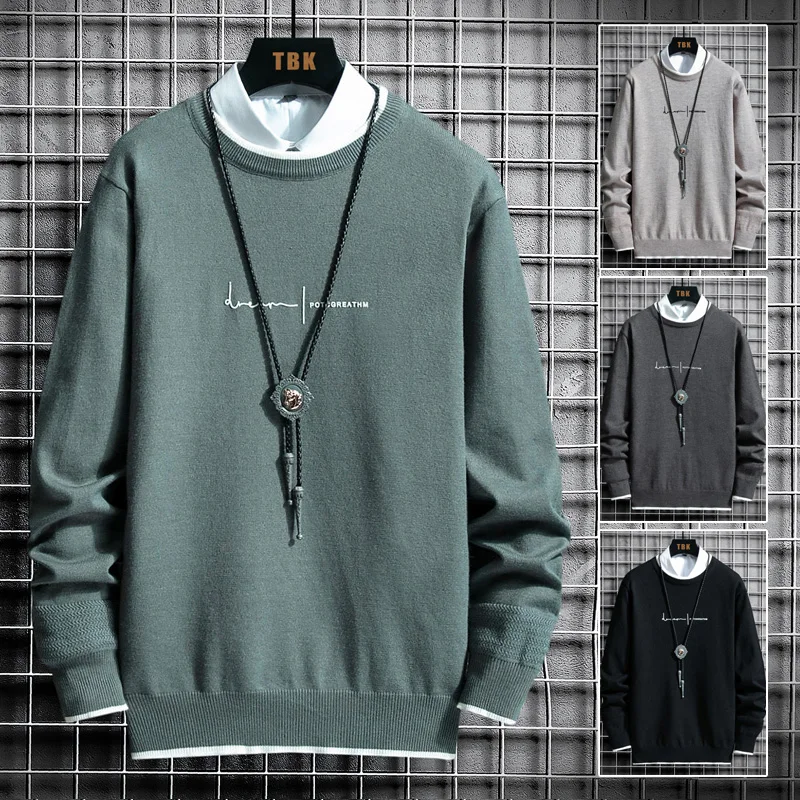 

Men's Colorful Sweater Comfortable Fabric Basic Crew Neck Sweater