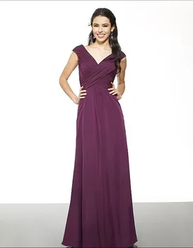 

free shipping formal dresses chiffon A-line V-neck V-back inverted basque sleeveless country style bridesmaid dresses