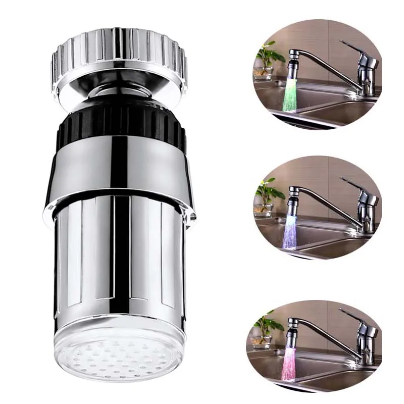 360Degree Rotating LED Faucet Colorful Changing Glow Nozzle Shower Head Water Tap Filter No Battery Supply Kitchen Bathroom Tool | Дом и сад