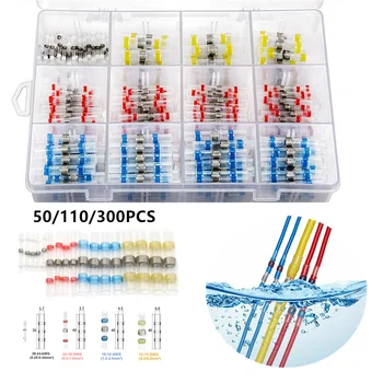 

50/110/300pcs Heat Shrink Soldering Terminals Waterproof Solder Sleeve Tube Electrical Wire Insulated Butt Connectors Kit