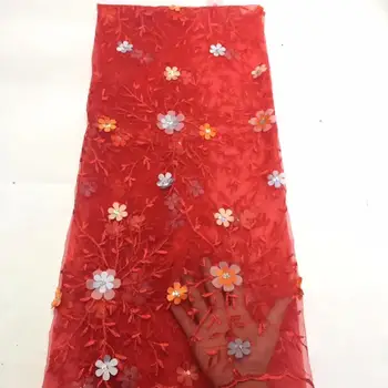 

Soft Latest Embroidered 3d Lace Fabric White Red African Lace Fabric 2020 High Quality Lace Tulle French Lace With 3d Flower
